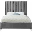 Pemberly Row Contemporary Solid Wood and Velvet Full Bed in Gray