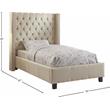 Pemberly Row Modern Solid Wood Linen Wing Back Twin Bed in Beige