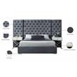 Pemberly Row Contemporary Solid Wood and Velvet King Bed in Gray