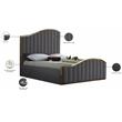 Pemberly Row Contemporary Solid Wood and Velvet King Bed in Gray