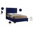 Pemberly Row Contemporary Solid Wood and Velvet Full Bed in Navy