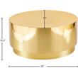 Pemberly Row Contemporary Gold Stainless Steel Drum Coffee Table