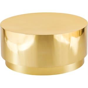 Pemberly Row Contemporary Gold Stainless Steel Drum Coffee Table
