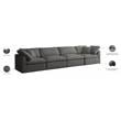 Pemberly Row Contemporary Soft Standard Gray Velvet Modular Sofa