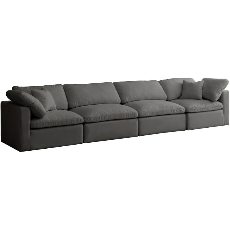 Pemberly Row Contemporary Soft Standard Gray Velvet Modular Sofa