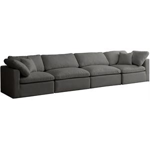 Pemberly Row Contemporary Soft Standard Gray Velvet Modular Sofa