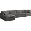 Pemberly Row Contemporary Standard Gray Velvet Modular Sectional