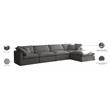 Pemberly Row Contemporary Standard Gray Velvet Modular Sectional