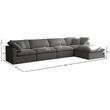Pemberly Row Contemporary Standard Gray Velvet Modular Sectional