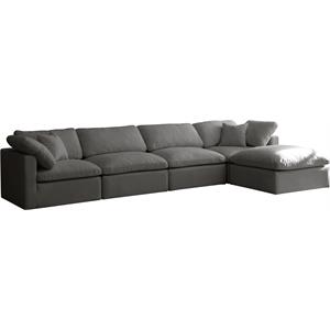 Pemberly Row Contemporary Standard Gray Velvet Modular Sectional