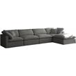 Pemberly Row Contemporary Standard Gray Velvet Modular Sectional