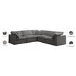 Pemberly Row Contemporary Standard Gray Velvet Modular Sectional