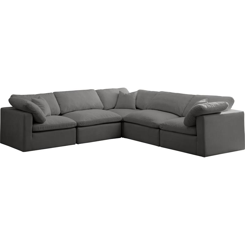 Pemberly Row Contemporary Standard Gray Velvet Modular Sectional