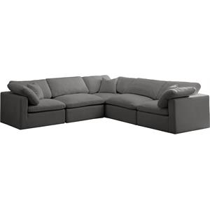 Pemberly Row Contemporary Standard Gray Velvet Modular Sectional