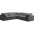 Pemberly Row Contemporary Standard Gray Velvet Modular Sectional