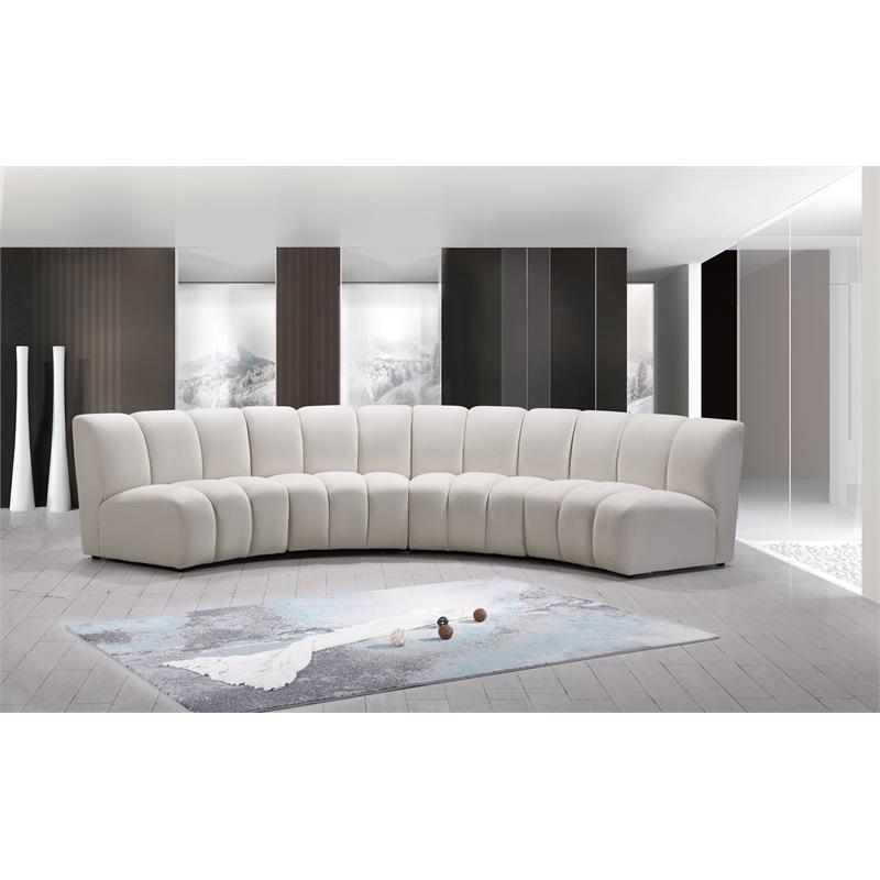 Pemberly Row Contemporary Cream Velvet 4-Piece Modular Sectional