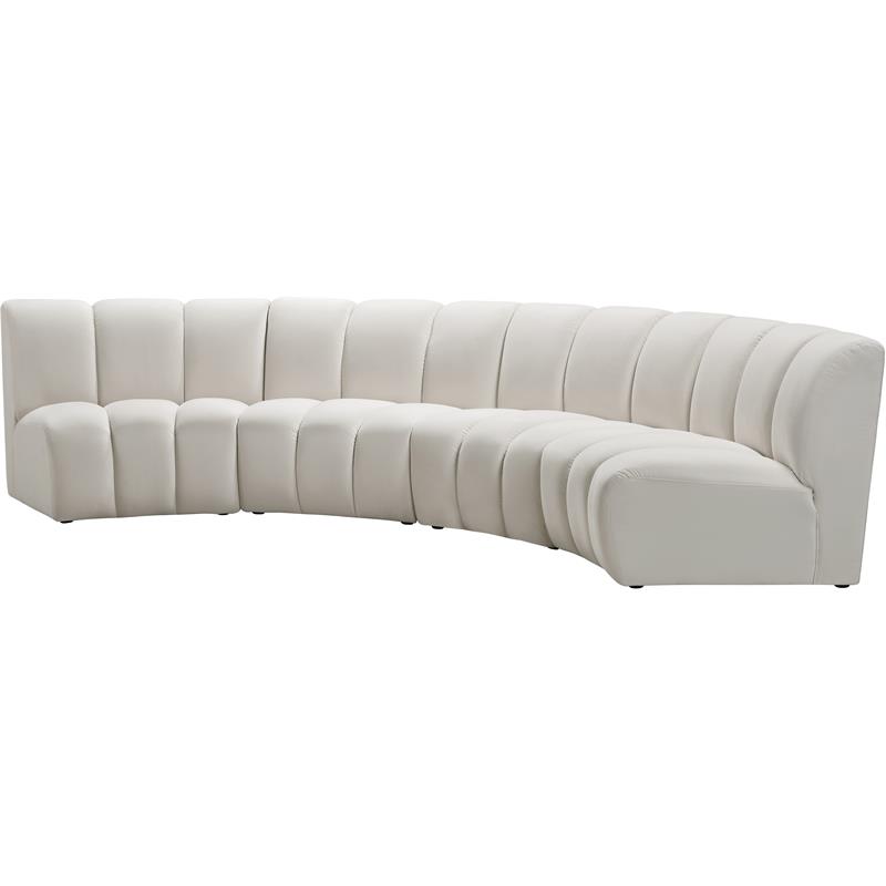 Pemberly Row Contemporary Cream Velvet 4-Piece Modular Sectional