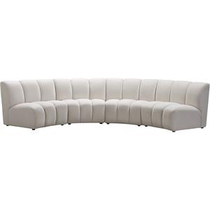 Pemberly Row Contemporary Cream Velvet 4-Piece Modular Sectional