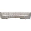 Pemberly Row Contemporary Cream Velvet 4-Piece Modular Sectional