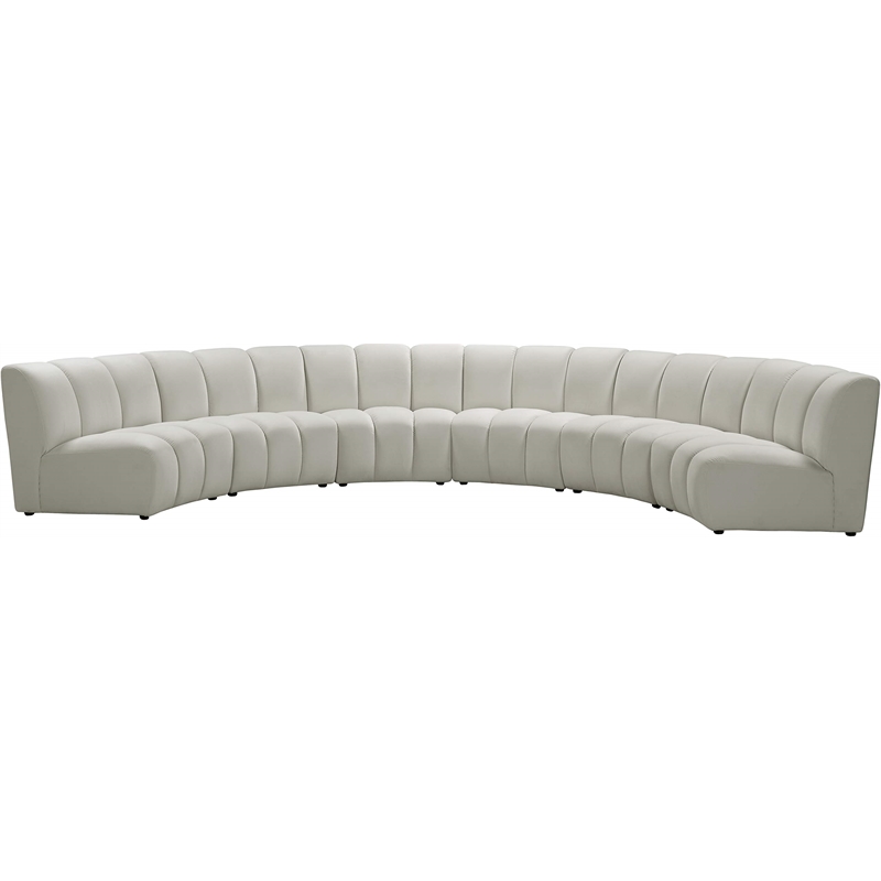 Pemberly Row Contemporary Cream Velvet 6-Piece Modular Sectional