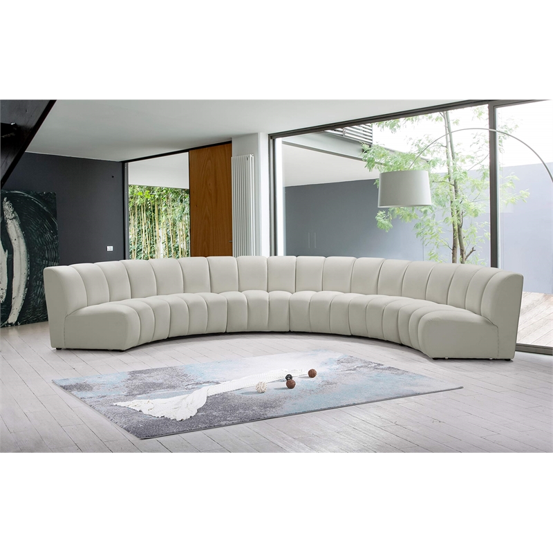 Pemberly Row Contemporary Cream Velvet 6-Piece Modular Sectional