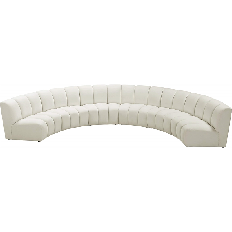 Pemberly Row Contemporary Cream Velvet 6-Piece Modular Sectional