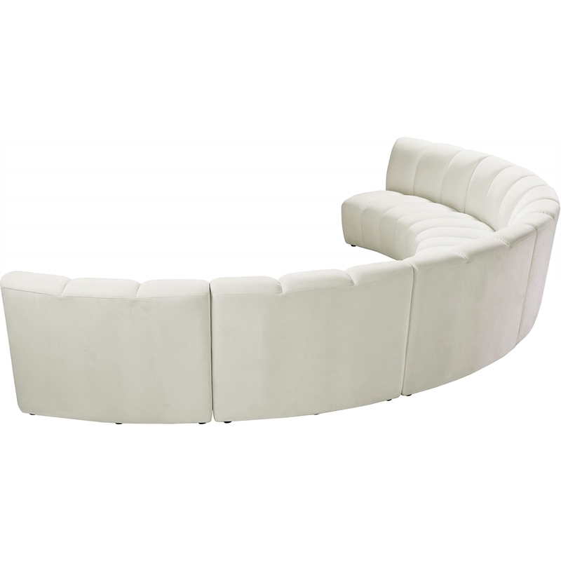 Pemberly Row Contemporary Cream Velvet 6-Piece Modular Sectional