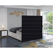 Pemberly Row White Velvet Queen Bed with Matte Black Steel Frame