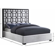 Pemberly Row White Velvet Queen Bed with Matte Black Steel Frame