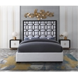Pemberly Row White Velvet Queen Bed with Matte Black Steel Frame