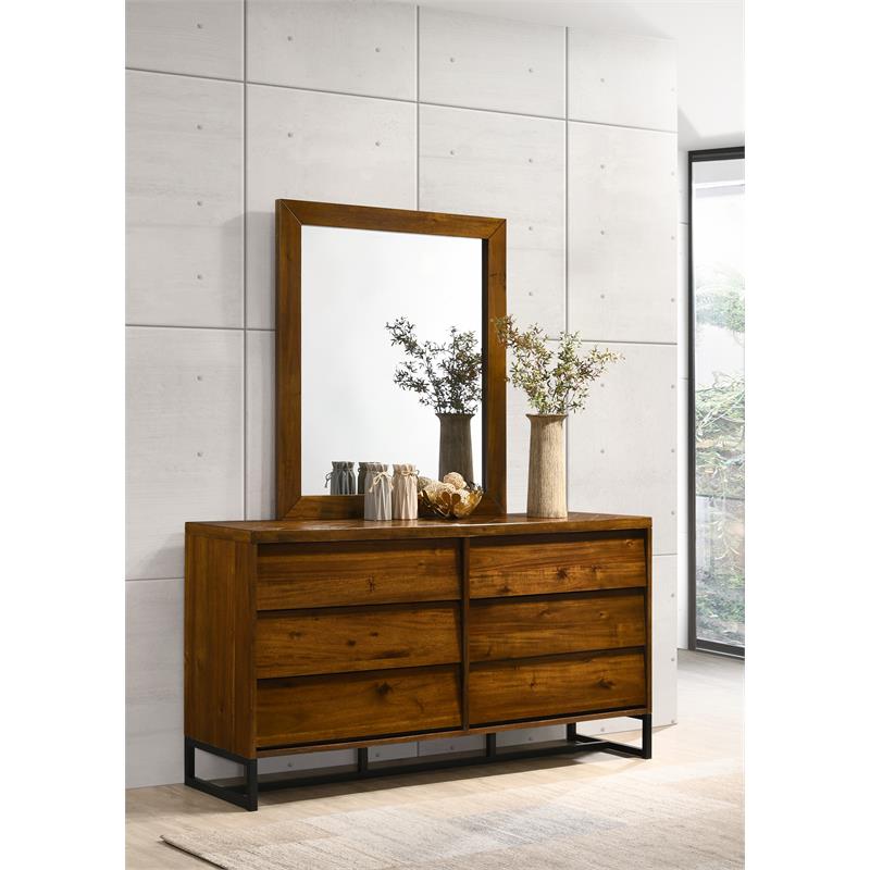 Pemberly Row Mid-Century Brown Antique Coffee Wood Framed Mirror
