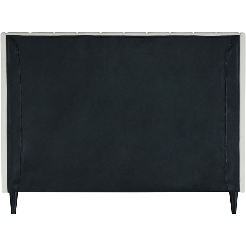 Pemberly Row Contemporary Soft Cream Velvet Upholstered King Bed