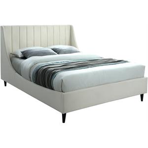 Pemberly Row Contemporary Soft Cream Velvet Upholstered King Bed
