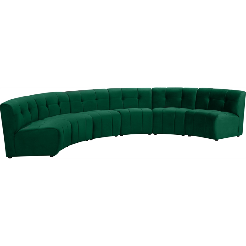 Pemberly Row Contemporary Green Velvet Modular 6 Piece Sectional