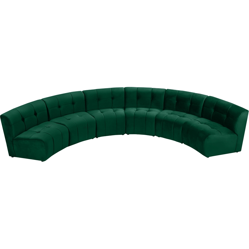 Pemberly Row Contemporary Green Velvet Modular 6 Piece Sectional