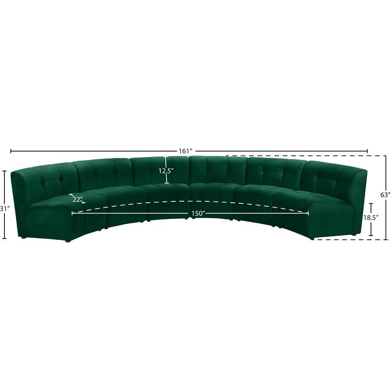 Pemberly Row Contemporary Green Velvet Modular 6 Piece Sectional