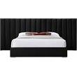 Pemberly Row Modern Black Velvet King Bed with Chrome Metal Legs