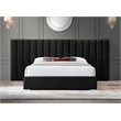 Pemberly Row Modern Black Velvet King Bed with Chrome Metal Legs
