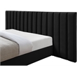 Pemberly Row Modern Black Velvet King Bed with Chrome Metal Legs