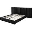 Pemberly Row Modern Black Velvet King Bed with Chrome Metal Legs