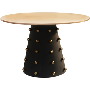 Pemberly Row Brushed Gold Top Dining Table with Matte Black Base