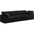 Pemberly Row Contemporary Soft Black Velvet Modular 3 Piece Sofa