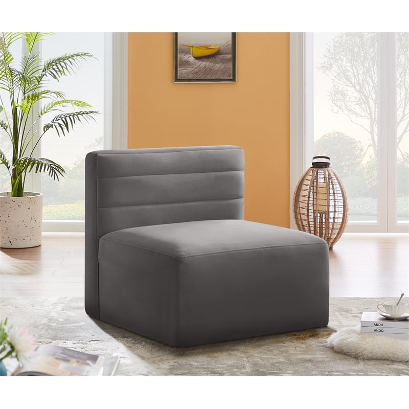 Pemberly Row Contemporary Soft Gray Velvet Modular Armless Chair