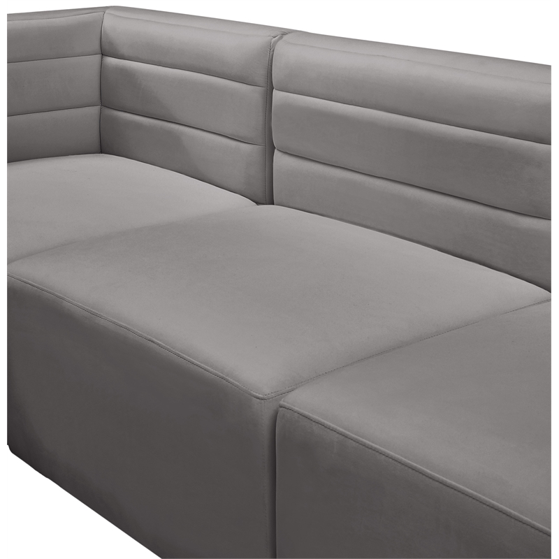 Pemberly Row Contemporary Soft Gray Velvet Modular Armless Chair