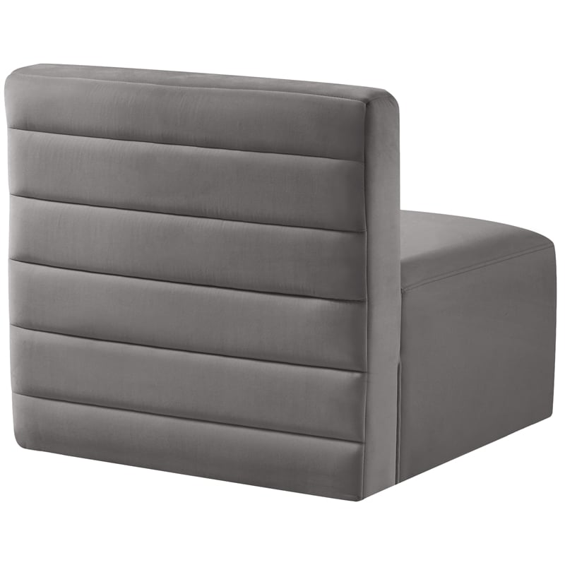 Pemberly Row Contemporary Soft Gray Velvet Modular Armless Chair