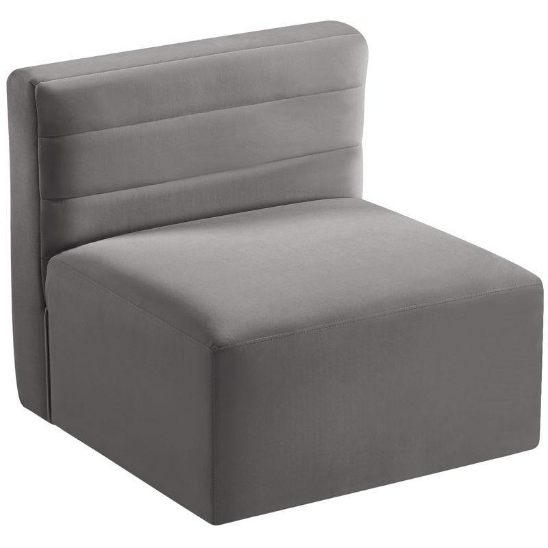 Pemberly Row Contemporary Soft Gray Velvet Modular Armless Chair