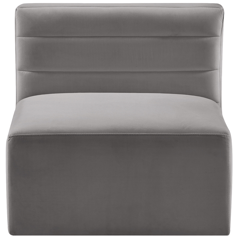 Pemberly Row Contemporary Soft Gray Velvet Modular Armless Chair