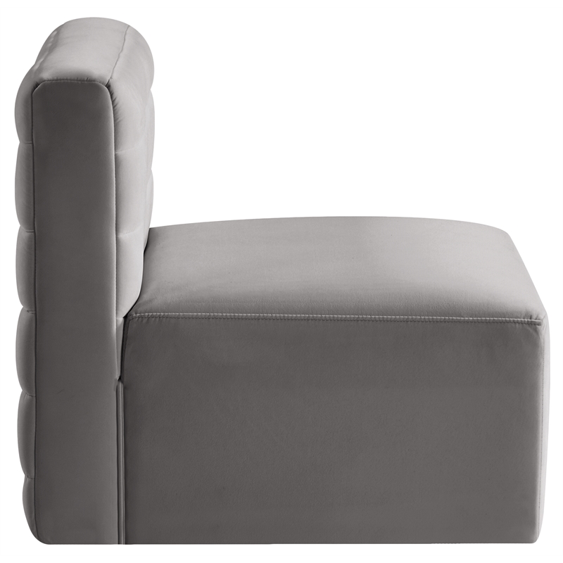 Pemberly Row Contemporary Soft Gray Velvet Modular Armless Chair