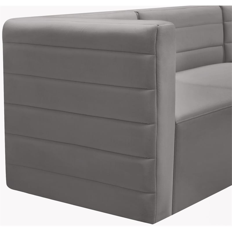 Pemberly Row Contemporary Soft Gray Velvet Modular Armless Chair