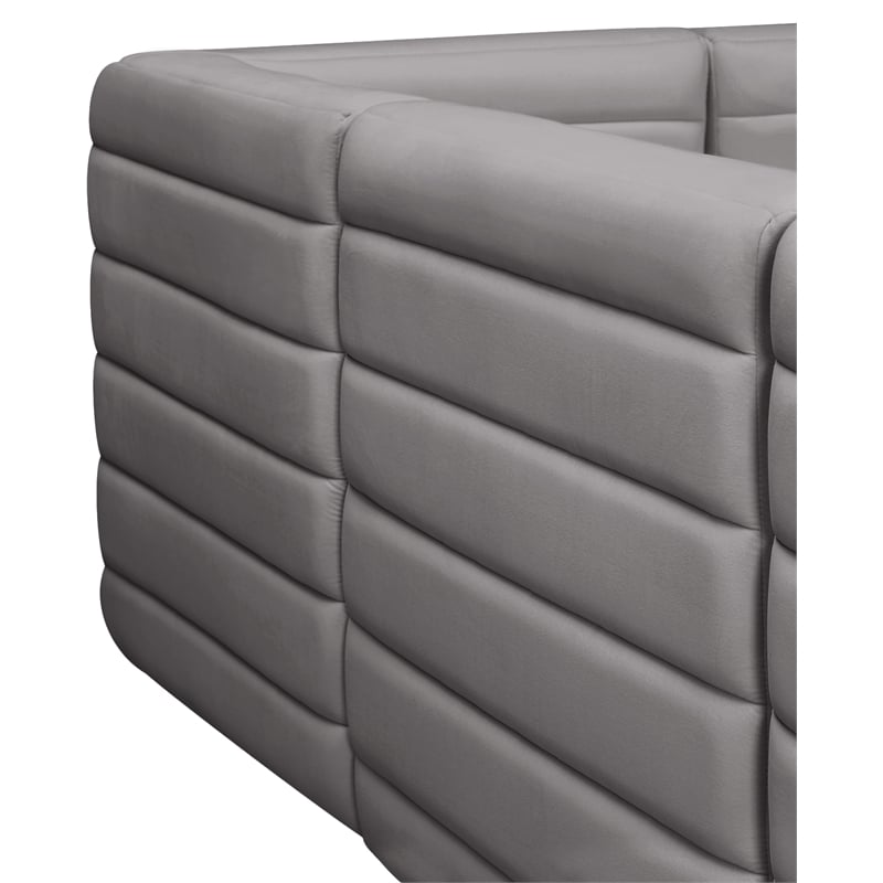 Pemberly Row Contemporary Soft Gray Velvet Modular Armless Chair